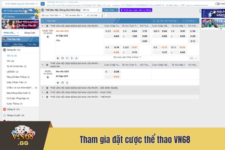 Tham gia đặt cược thể thao VN68 với các thao tác cơ bản