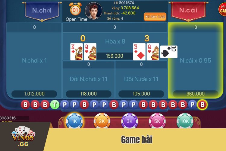 Game bài đổi thưởng đa dạng tại sảnh cược VN68